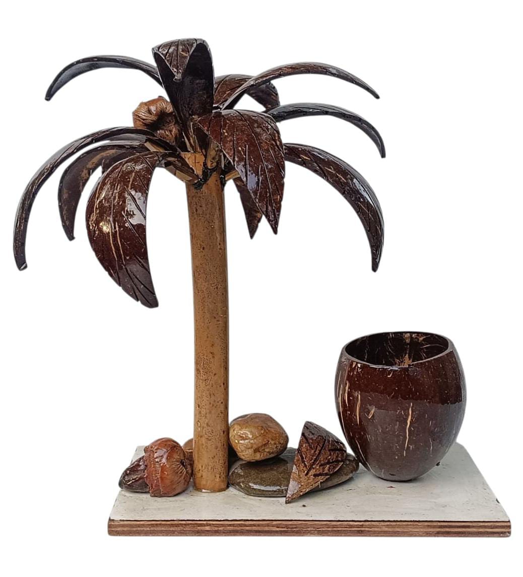 Coconut Shell Pen Stand With Tree - Image 5