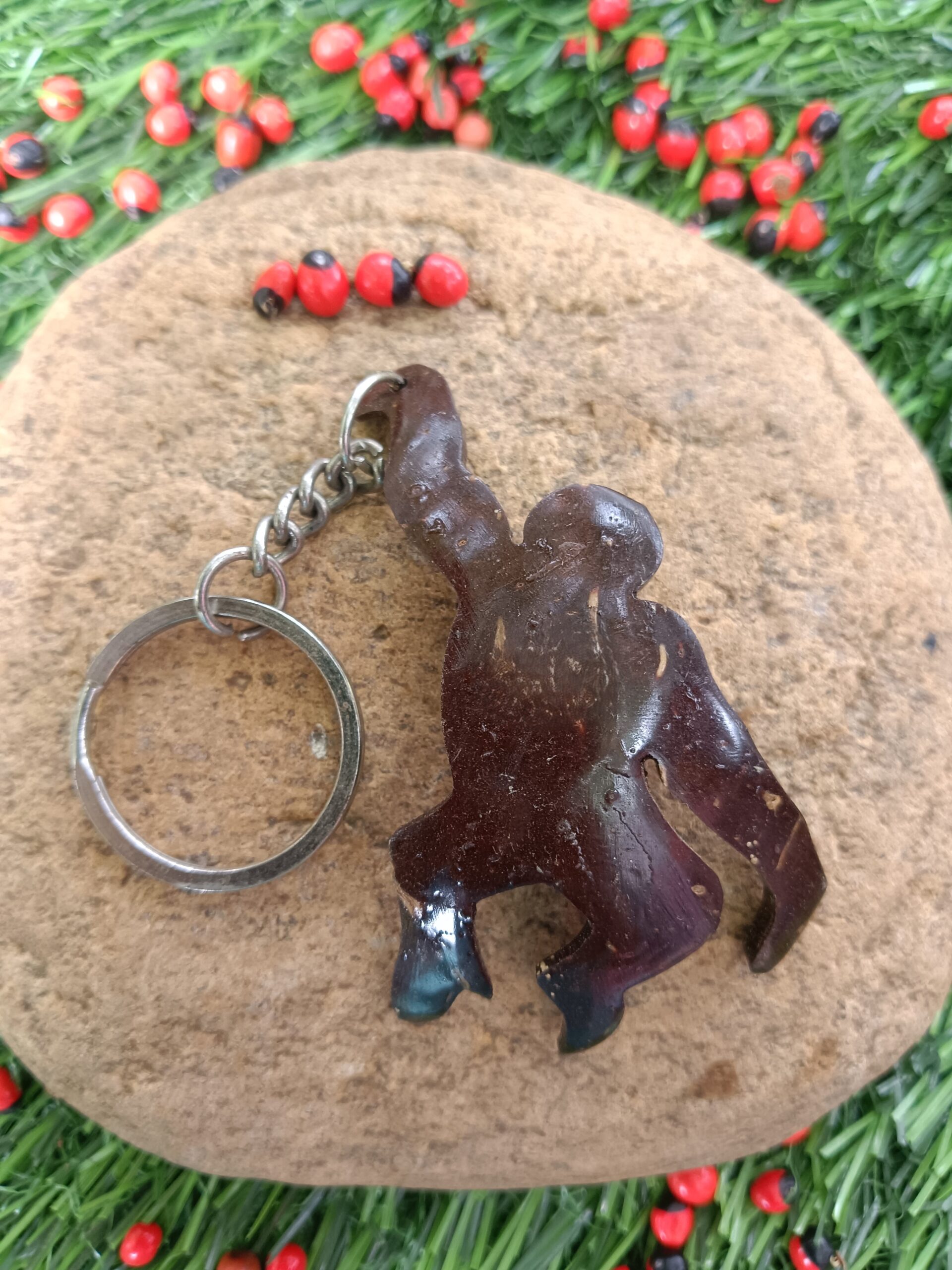 Coconut Shell Monkey Keychain - Image 3