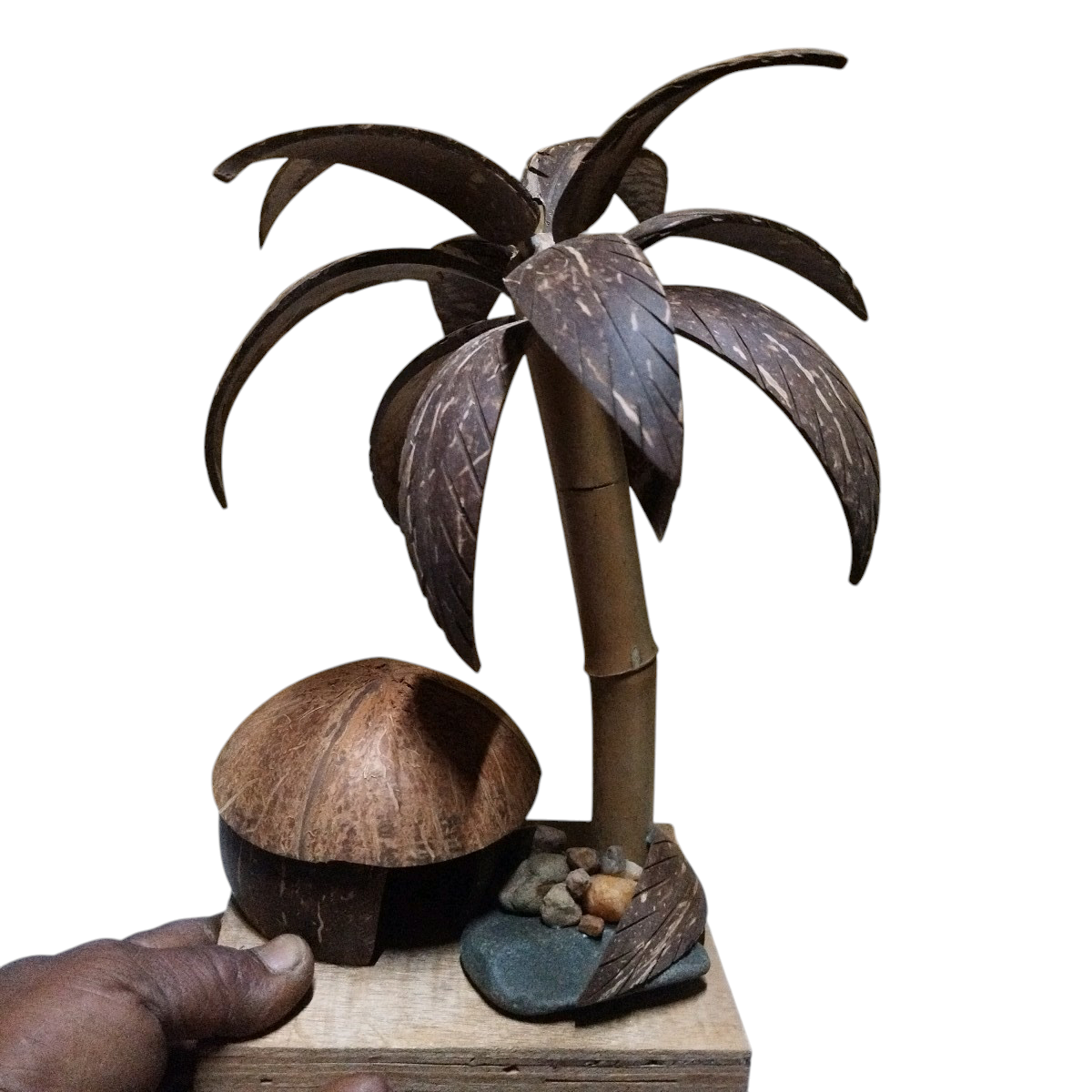 Coconut Shell Pen Stand With Tree - Image 4