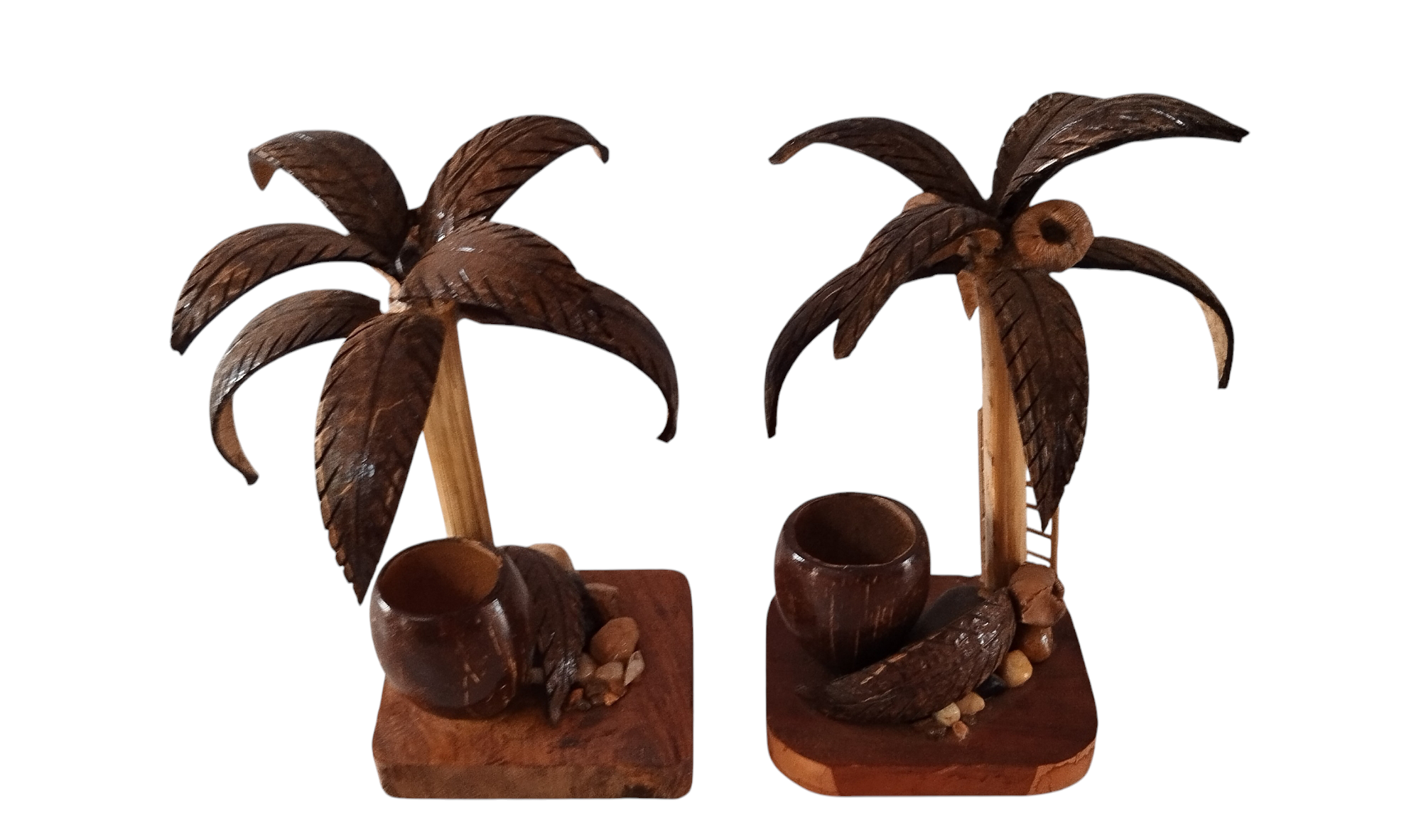 Coconut Shell Pen Stand With Tree - Image 3